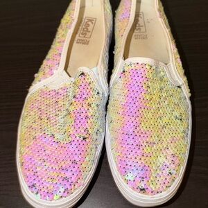 Keds Women’s Sequin Slip-On Sneakers - Pink & Yellow